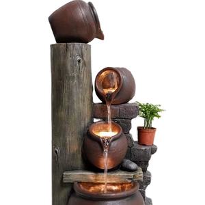 Aménagement paysager <span class=keywords><strong>Fontaine</strong></span> décorative en cascade en bambou en bois créatif avec pompe solaire ou électrique - Product Image 6