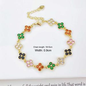 Pulsera de tenis Resoul Black <span class=keywords><strong>Van</strong></span> Four Leaf Clover <span class=keywords><strong>Cleef</strong></span> CZ, chapada en oro, al por mayor, <span class=keywords><strong>pulseras</strong></span> de lujo para mujer - Product Image 4
