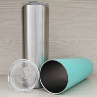 Gobelet en acier inoxydable, 20oz, 20oz, Slim, coupe Slim, gobelet d'eau à Double paroi isolé, avec couvercle et paille personnalisés