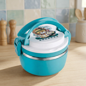 MY LUNCH BOX Boîte à lunch ronde en plastique mignonne avec motif de lion pour enfants, portable, à compartiment unique, sans BPA, couleur turquoise - Product Image 4