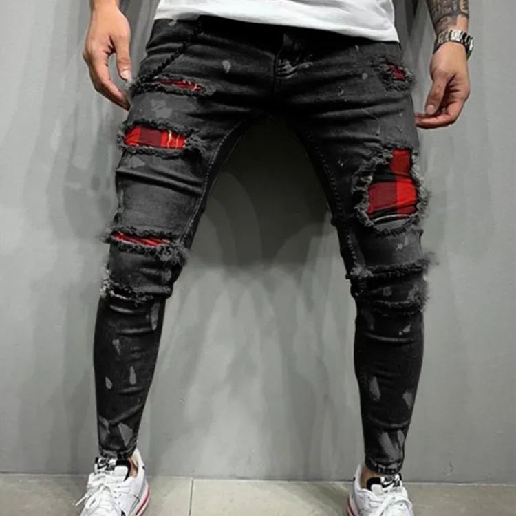 Usine en Chine Vente chaude Populaire Broken Destroy Jeans pour Hommes Skinny Ripped Hole Jeans pour Hommes