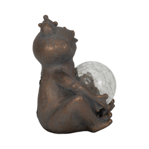 Statua di Rana Solare in Resina con Globo in Vetro Craquelé per Decorazioni da Giardino Esterne - Product Image 4