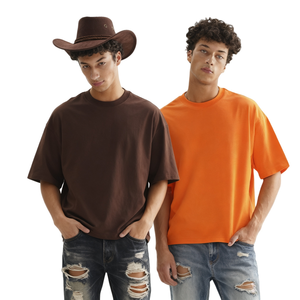 เสื้อยืดโอเวอร์ไซส์ทรงบ็อกซี่ ผ้าคอตตอนคุณภาพสูง 280 แกรม พิมพ์โลโก้ได้ตามต้องการ เสื้อยืดผู้ชายเนื้อหนา สำหรับสตรีทแวร์ รุ่น TKAN651 - Product Image 1