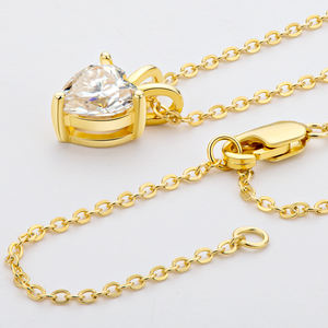 Kalung pertunangan Moissanite simulasi perak 925 liontin warna D potongan bersinar hati berlian buatan berkilau - Product Image 4