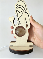 Lampe de nuit en verre et bois personnalisée, gravure laser, boule de cristal 3D de 40 mm, vente chaude