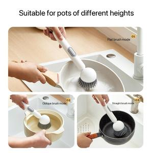 Wholesale Long-Handled Rotating Pan <b>Brush</b>, Plastic Kitchen <b>Cleaning</b> <b>Brush</b> with Soap Dispenser for Pots Pans - Product Image 4