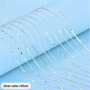 Collar <span class=keywords><strong>de</strong></span> Joyería al <span class=keywords><strong>Por</strong></span> <span class=keywords><strong>Mayor</strong></span> Más Vendido <span class=keywords><strong>de</strong></span> <span class=keywords><strong>Plata</strong></span> <span class=keywords><strong>de</strong></span> Ley <span class=keywords><strong>925</strong></span> Chapado en Oro <span class=keywords><strong>de</strong></span> 18K con Cadena Fina Tipo Caja Plana para Mujer para Dijes - Product Image 3