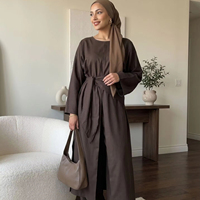 Ensemble Abaya Turque Modeste 2 Pièces pour Femme R-823 en Polyester Respirant – Haut à Manches Longues et Pantalon Long pour Adultes Musulmanes