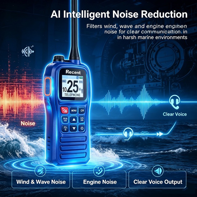 Handheld DMR VHF Marine Two Way Radio RS-27MD IPX7 Waterproof Float Flash Alarm AI Intelligent Noise Cancelling Digital Analog