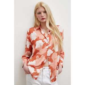 Camisa de Satén Vila para Mujer, Estampado Floral, Color Terracota, Cierre de Botones, Blusa Casual para Uso Diario - Product Image 6