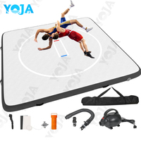 Tapis de lutte gonflable personnalisé, épaisseur 4 pouces, tissu double paroi en PVC, pour gymnastique et acrobaties, logo et couleur personnalisés