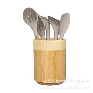 Boîte de rangement en bois minimaliste moderne, ronde, rotative, en bois massif, organisateur de comptoir de cuisine - Product Image 3