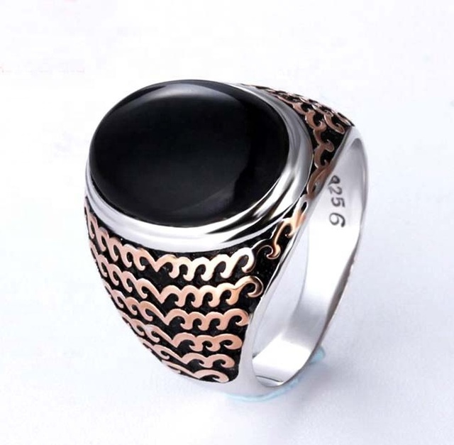 Custom Antique Unique Turkish Mens Rings 925 Sterling Silver Gemstone Ring for Men