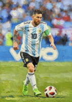 Peinture à l'huile peinte à la main Portrait personnalisé sur toile Art mural pour la décoration de la maison Football Soccer Player