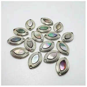 Custom Wholesale High-End Design Pattern Embellished Shell Decoration Buttons Shiny Metal