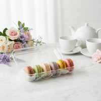 Boîtes à macarons jetables transparentes en PET, 6 compartiments, pour biscuits estampés, pâtisserie, chocolat, truffes, friandises, bonbons, biscuits, pain, gelée, rangement