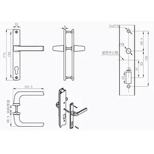 3H Inc Jendela dan Pintu Aksesoris Paduan Seng Aluminium Casement Handle Pintu Persegi Spindle Handle Pintu Kunci