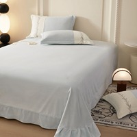 Ensemble de literie 4 pièces en velours de lait 100% polyester brodé, teinture réactive, housse de couette et taies d'oreiller