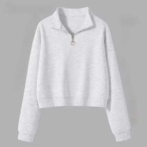 Nova Blusa Feminina de Tricô Curta Primavera 2025 com Capuz Anti-Pilling, Meio Zíper Frontal, Estampada e Bordada - Product Image 5