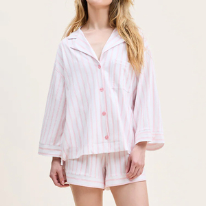 <span class=keywords><strong>Pigiama</strong></span> da <span class=keywords><strong>Donna</strong></span> a Maniche Lunghe, Set Due Pezzi a Righe, <span class=keywords><strong>Pantaloncini</strong></span> in <span class=keywords><strong>Cotone</strong></span> Pima, Set <span class=keywords><strong>Pigiama</strong></span> Sostenibile per <span class=keywords><strong>Donna</strong></span> - Product Image 3