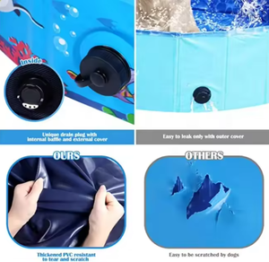 Pliable Chien <span class=keywords><strong>Piscine</strong></span> Portable Pet Baignoire Grande Intérieur Extérieur Pliable Baignoire pour Chiens et Chats - Product Image 5