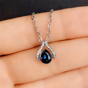 Collana con Ciondolo a Goccia Classico per Donne, Colore Blu Reale, Elegante Accessorio di Moda Quotidiana - Product Image 5