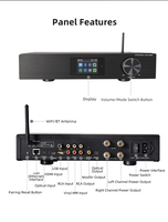 Amplificateur de Subwoofer Stéréo Hi-Fi avec Puce TPA3255, Streamer Multi-Salle WiFi/BT, Entrée Optique/Phonographe, Home Cinéma 2x275W en Aluminium
