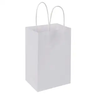 Fábrica venda direta lidar com papelão branco papel fabricantes saco papel branco shopping bag