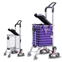 Aluminum Alloy Supermarket Cart, Foldable Shopping Trolley