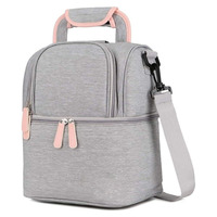 Sac isotherme de luxe personnalisé à rayures, en polyester imperméable, double couche, pour tire-lait et repas, avec fermeture éclair