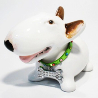 Sculpture miniature de simulation d'animal, décoration de maison faite à la main, statue de chien mignon en porcelaine, figurine de taureau terrier en céramique