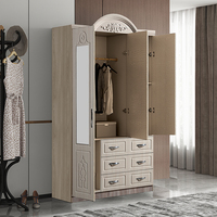 Armoire en bois Foshan à 3 portes, design en panneaux MDF avec 3 portes et tiroirs, couleurs personnalisables, meuble de rangement