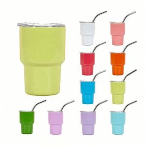 Verre à shot mini personnalisé avec logo, 2oz 3oz, couleur personnalisée, en acier inoxydable 304, gobelet isotherme sous vide avec couvercles et pailles, style américain - Product Image 1