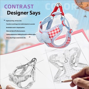 Ensemble Harnais et Laisse pour Petit Chien au Design à Carreaux Adorable avec Matériel en Nylon/Coton Respirant pour la Marche en Extérieur et une Traction Sûre - Product Image 3