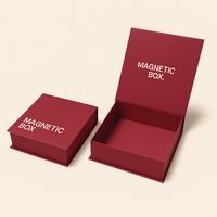 Boîte cadeau de luxe en carton rigide rouge de grande taille avec logo personnalisé, pliable, avec fermeture magnétique