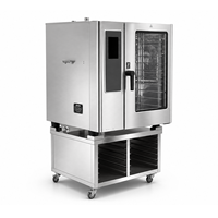 Horno Combinado Eléctrico de 6 Bandejas con Vaporera, Pantalla Táctil de 7 Pulgadas y Caldera para Hoteles, Carnes, Pan y Verduras