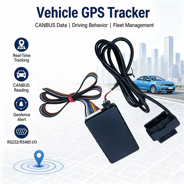 4G Cat 1 Vehicle GPS Tracker with CAN Bus Data Door Sensor BLE TPMS Geofence Alert Tracking System