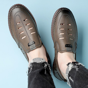 Men's Genuine Leather Slip-On Casual <b>Sandals</b> <b>Closed</b> <b>Toe</b> Breathable EVA Sole Summer Style - Product Image 4