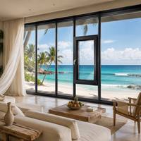Ventanas Fijas de Aleación de Aluminio HUACAI, Vidrio Templado, Estilo Europeo Horizontal, Diseño Insonorizado para Dormitorio o Villa