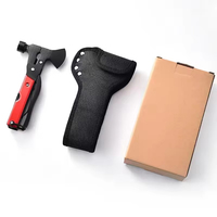 Kit de survie en plein air 14 en 1 avec pochette durable, hachette multifonction, outil de camping multifonction, marteau avec hache