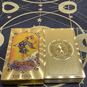 Jeu de tarot spirituel doré, édition espagnole, cartes dorées de luxe pour la divination - Product Image 5