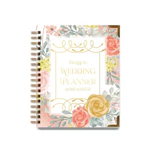 2024 libro de planificador de bodas personalizado y organizador para novias cuaderno de planificación de regalos nupciales de tapa dura con borde de Metal dorado