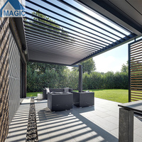 Pérgola de Aluminio Ajustable con Estructura con Recubrimiento en Polvo, Montada en Pared, para Terraza con Techo de Láminas