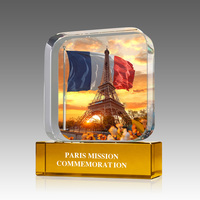 Trophée en cristal personnalisé de prestige pour l'Allemagne, la Russie, la France, le Canada, les États-Unis – Cadeau souvenir, décoration en verre avec impression UV