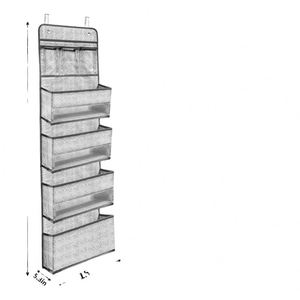 5-<b>Shelf</b> Over Door Hanging Organizer with 4 Large Pocket 3 PVC Pockets and 2 Metal <b>Hooks</b> for Pantry Nursery Closet - Product Image 1