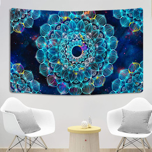 Tie Dye Vải Dệt In Kỹ Thuật Số Tấm Thảm Đen Ánh Sáng Hippie Ấn Độ Ảo Giác Treo Tường Tùy Chỉnh Trippy Mandala Tấm Thảm - Product Image 4