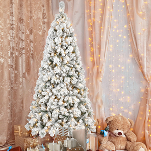 JPN-L 7ft di lusso albero di natale di alta qualità materiale per animali domestici Pre-illuminato personalizzabile misto floccato PVC/ago duro per la decorazione domestica - Product Image 1