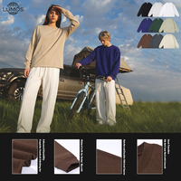 T-shirt Homme Personnalisé avec Logo, 305 g/m², Style Vintage Streetwear, Ourlet Brut, Coupe Ample, Col Rond, Manches Longues, Couleur Unie