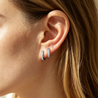 Boucles d'oreilles créoles géométriques en argent sterling 925 plaqué rhodium avec zircon cubique, style luxueux pour femme, cadeau de mariage