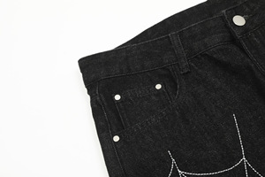 Vendita all'ingrosso Jeans a ragnatela di tendenza High Street Custom taglie forti da uomo alla moda di marca Street Trend Design Sense <span class=keywords><strong>pantaloni</strong></span> estivi a gamba larga - Product Image 5